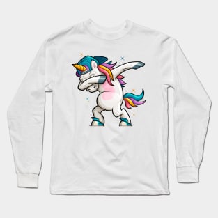 Cartoon Unicorn Dabbing Long Sleeve T-Shirt